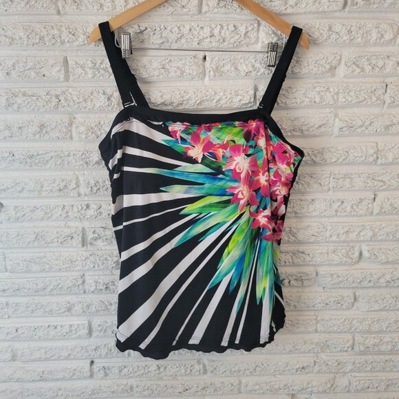 Maxine Hollywood Womens Swim Top 22W Plus Black Built in Bra FLO190XE - Picture 1 of 8